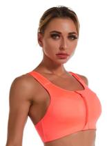 Top Com Bojo E Ziper, Alta Sustentação Academia Fitness