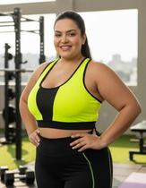 Top Com Bojo Feminino Plus Size Academia Alça Nadador Reforçado Recotes Dryfit Respirável