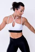 Top com bojo fitness branco com decote v Top com bojo fitness branco com decote v