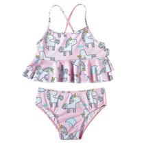 Top com Calcinha Praia Unicórnio Rosa Elastano Proteção UV 50+ - Tip Top