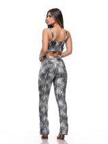 Top Corpete Feminino Sarja Lycra Estampado Preto