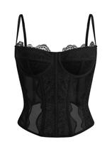 Top Corset Dealmore Preto com Renda, Tule e Alças Finas Médio Top Corset Dealmore Preto com Renda, Tule e Alças Finas Médio