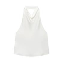 Top Corset Feminino Halter De Cetim Sem Costas Amarelo Rosa Preto Elegante Sexy Para O Verão