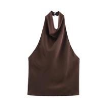 Top Corset Feminino Halter De Cetim Sem Costas Amarelo Rosa Preto Elegante Sexy Para O Verão