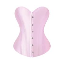 Top Corset Feminino Rosa de Cetim Sem Alças com Fecho Frontal, Modelador de Cintura e Bustiê Redutor Top Corset Feminino Rosa de Cetim Sem Alças com Fecho Frontal, Modelador de Cintura e Bustiê Redutor