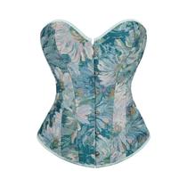Top Corset Floral Fecho Frontal, Amarração Traseira, Bustier Slim Fit Top Corset Floral Fecho Frontal, Amarração Traseira, Bustier Slim Fit
