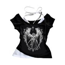 Top Corset Retro Y2K Sem Alças Para Mulheres, Estampa Gótica Harajuku, Casual De Verão, Sem Mangas Top Corset Retro Y2K Sem Alças Para Mulheres, Estampa Gótica Harajuku, Casual De Verão, Sem Mangas