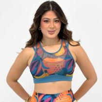 Top Costa Rica Estampado com Bojo e Tule Feminino Top Costa Rica Estampado com Bojo e Tule Feminino