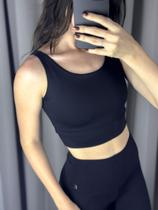 Top Croped Slim Duplo Poliamida Forrado Preto