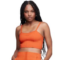 Top Cropped Alças Finas Em Viscose Laranja Dzarm Top Cropped Alças Finas Em Viscose Laranja Dzarm