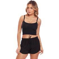 Top Cropped Alcinha Canelado Feminina Lisa Básica