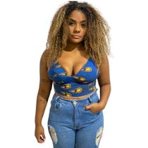 Top cropped alcinha fina regulável blusa blusinha regata feminino estampado com bojo Top cropped alcinha fina regulável blusa blusinha regata feminino estampado com bojo