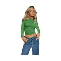 Top Cropped Azul Sem Costas Estilo Y2K Feminino, Manga Curta, Casual, Vintage, Com Recortes,