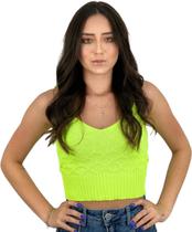 Top Cropped Blusinha Blusa Tricot Verão Moda Blogueira