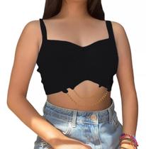 Top Cropped Bojo Blusinha Blusa Corrente Feminina Blogueira