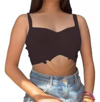 Top Cropped Bojo Blusinha Blusa Corrente Feminina Blogueira