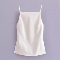 Top Cropped Branco Sem Mangas E Costas Descobertas Para Mulheres, Camisola Sexy Com Alças Para