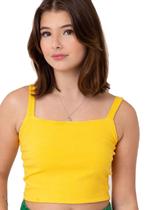 Top Cropped Canelado Amarelo Catbalou Top Cropped Canelado Amarelo Catbalou