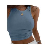 Top Cropped Canelado Branco Sem Alças Para Mulheres, Colete Curto Casual De Verão Para Fitness,