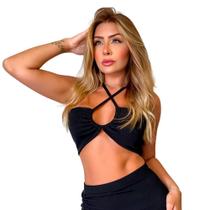 Top Cropped Canelado Modelador Ajustável Amarrações Cores