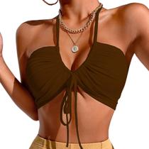 Top Cropped Canelado Modelador Ajustável Amarrações Cores