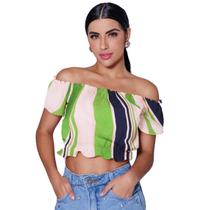 Top cropped ciganinha ombro a ombro com bojo e forro tecido plano crepe bublee sem elastano tamanho unico veste 38 40 42