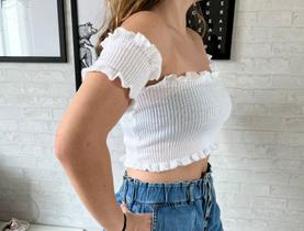 Top Cropped Ciganinha Tricot Canelado