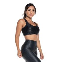 Top Cropped Cirrê Bolha 3D Feminino Sem Bojo Nadador Sustentação Compressão Moda Fitness Academia