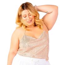 Top Cropped Com Brilho Plus Size, Top Cropped Festa