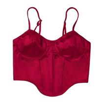 Top Cropped Crop Assimétrico Cetim Brilhoso Blusa Curta Slim