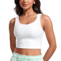 Top Cropped CRZ YOGA Canelado com Bojo Branco G