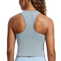 Top Cropped CRZ YOGA Sem Costura Canelado Gola Alta Azul XXS