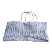 Top Cropped Curto Branco Com Amarração No Pescoço