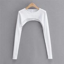 Top Cropped De Manga Longa Em Tricô Preto E Branco Com Estilo Y2K Para Mulheres, Primavera E Outono Top Cropped De Manga Longa Em Tricô Preto E Branco Com Estilo Y2K Para Mulheres, Primavera E Outono