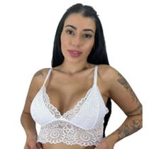 Top Cropped De Renda Feminino Sem Bojo Alças Ajustáveis Rendado Sutiã Blogueira Lingerie