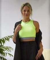 Top Cropped Decote Alto Verde Neon