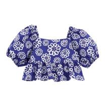 Top Cropped Fábula Taua Azul Verão