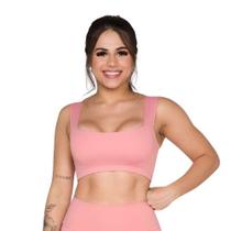 Top Cropped Faixa Poliamida Feminino Sem Bojo Sustentação Compressão Esporte Treino Fitness Academia