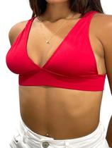 Top Cropped Feminino Alça Grossa Decote V Estiloso Suplex Duda