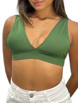 Top Cropped Feminino Alça Grossa Decote V Estiloso Suplex Duda