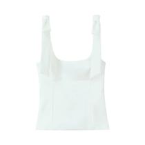 Top Cropped Feminino Amarelo E Branco Com Laço, Sem Costas, Sem Mangas, Camisola De Verão, Bustier, Top Cropped Feminino Amarelo E Branco Com Laço, Sem Costas, Sem Mangas, Camisola De Verão, Bustier,