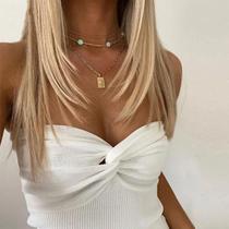 Top Cropped Feminino Branco - Sem Costas, Decote Ombro a Ombro - Estilo Casual de Verão