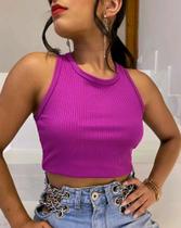 Top Cropped feminino canelado regata básico confortavel