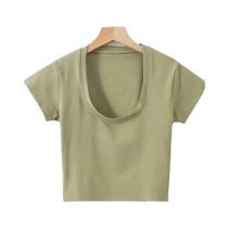 Top Cropped Feminino Cintura Alta - U-Pescoço, Manga Curta, Casual e Emagrecedor