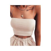 Top Cropped Feminino Com Alças Finas, Moda 2024, Camiseta Básica Bodycon, Camisola Simples