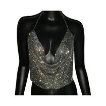 Top Cropped Feminino Com Decote Em V, Sem Costas, Com Strass Brilhantes, Para Festas, Verão 2024, Top Cropped Feminino Com Decote Em V, Sem Costas, Com Strass Brilhantes, Para Festas, Verão 2024,