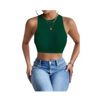 Top Cropped Feminino com Nervuras - Sem Mangas, Alta Elasticidade, Estilo Casual