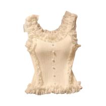 Top Cropped Feminino Com Patchwork De Renda Branca, Decote Em U, Malha Elástica, Estilo Coreano, Top Cropped Feminino Com Patchwork De Renda Branca, Decote Em U, Malha Elástica, Estilo Coreano,