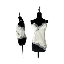 Top Cropped Feminino De Cetim Com Renda E Decote Em V, Sem Mangas, Assimétrico, Estilo Y2K.
