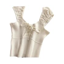 Top Cropped Feminino De Cor Sólida Com Detalhe De Nó, Decote Redondo, Para Uso Casual Na Primavera E - abebey